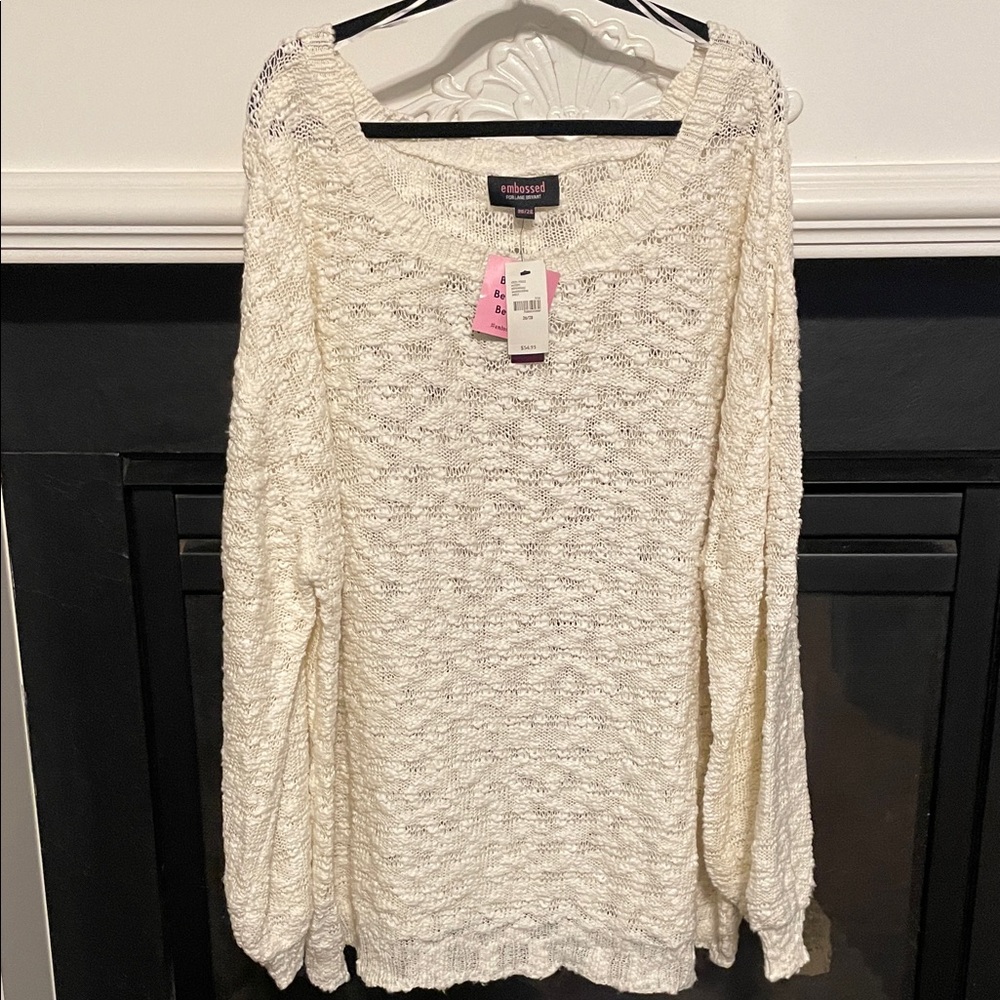 Lane Bryant Embossed Cream Textured Knit sweater